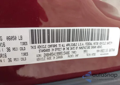 2009 Chrysler Town & Country Touring из США, поврежденный, VIN 2A8HR54199R515406